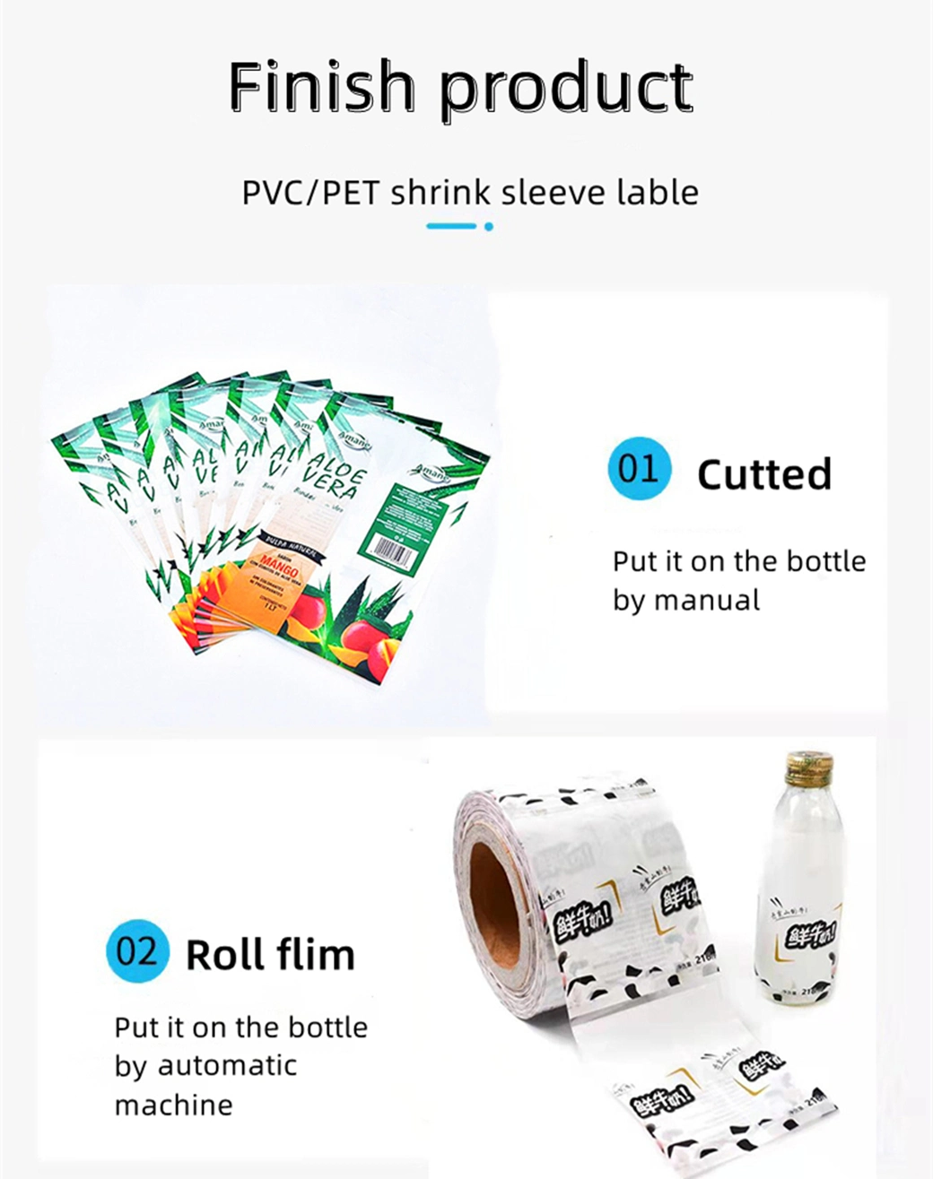 Custom Milk Water Bottle PVC Heat Shrink Wrap Sleeves Labels