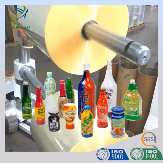 Custom Printing Packing Labels with Good Heat Shrinkable Effect OPP BOPP PVC POF Shrink Sleeve Label Film for Bottles Toys