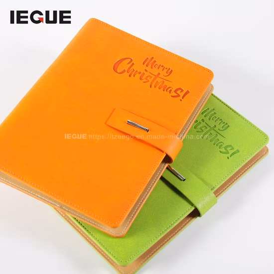 Custom Logo Men′ S Business Schedule Planning Leather Journal Notebook with Buckle